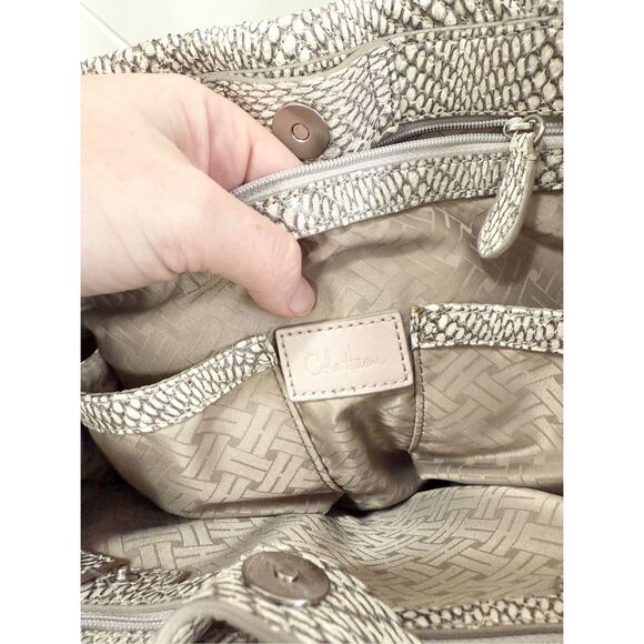 Cole Haan Medium Tote B23878 White Black Laury Cobra Purse Bag Snakeskin - Picture 9 of 9